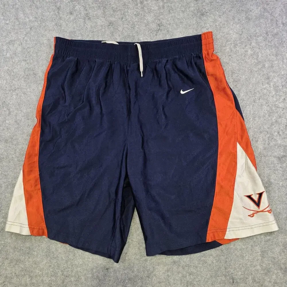 VTG Virginia Cavaliers Shorts Mens Medium Blue NCAA Basketball Nike Orange White